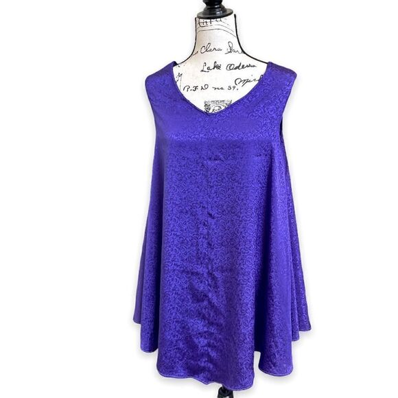 Handmade Purple Floral Sleeveless Tunic Size 12 - Picture 1 of 15